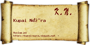 Kupai Nóra névjegykártya